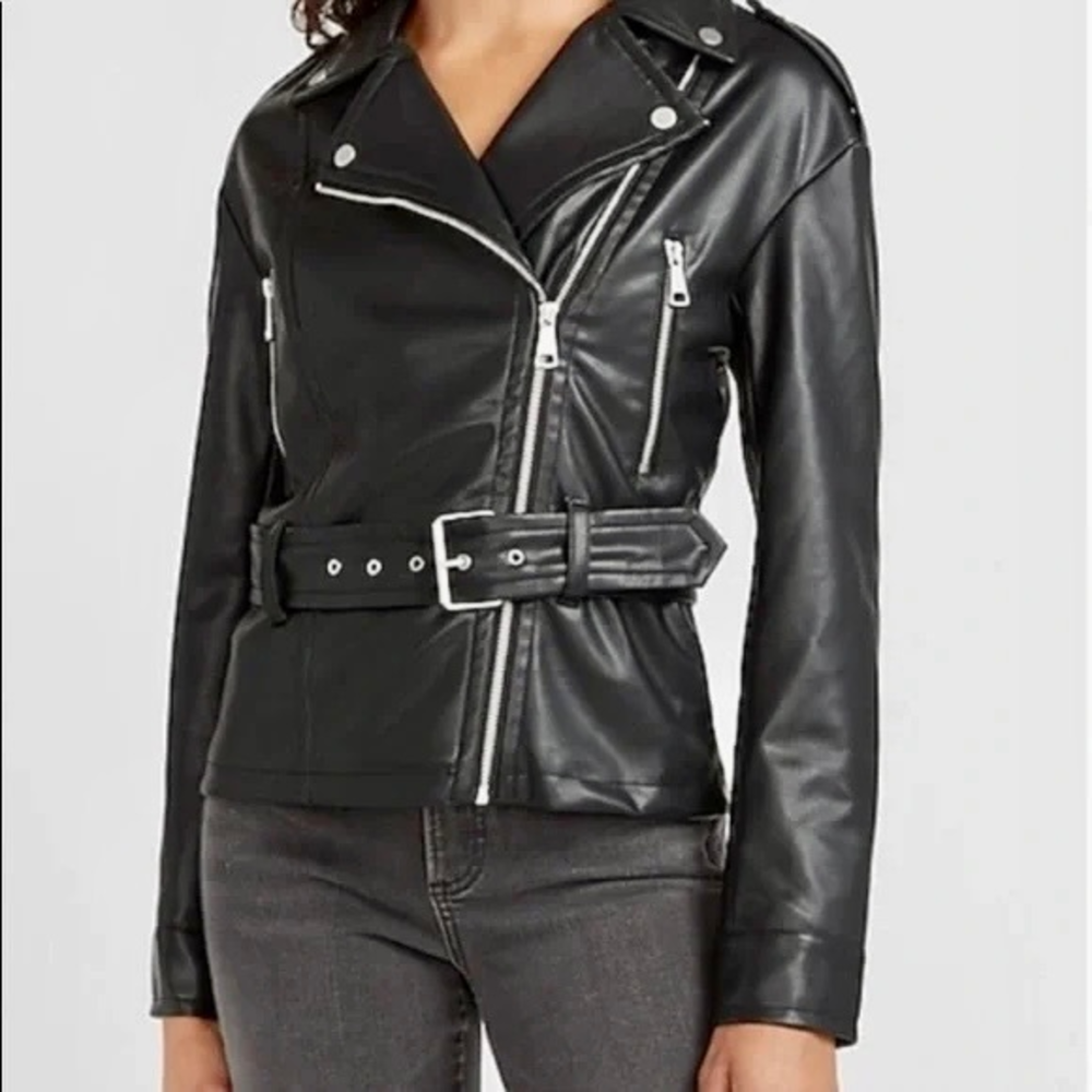 Express Women’s Small‎ Black Vegan Leather Moto Jacket